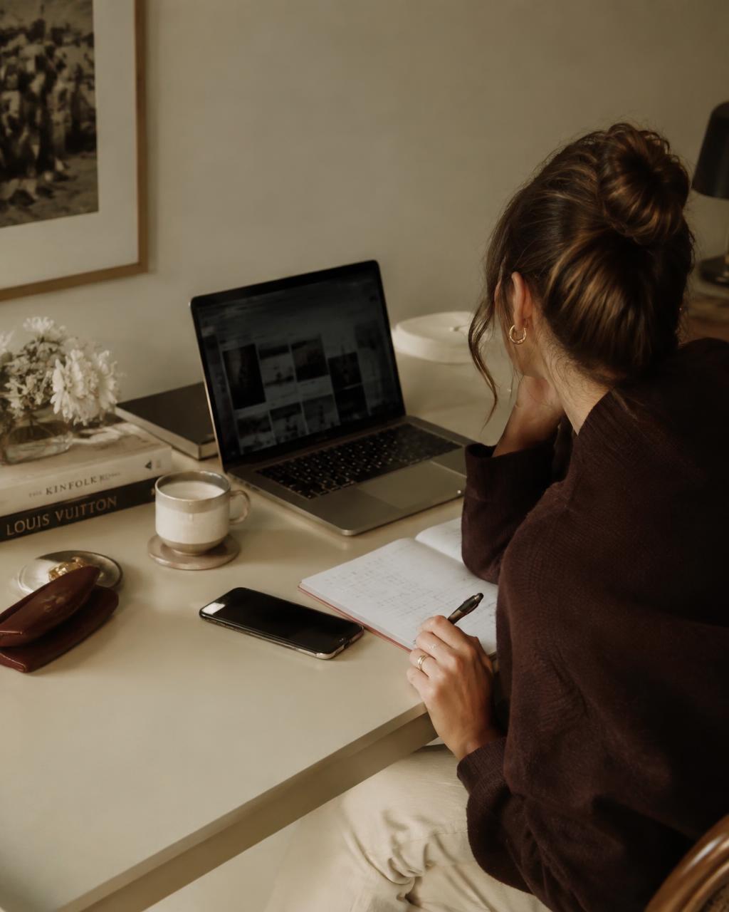 Founder Zoë Bright at her desk
